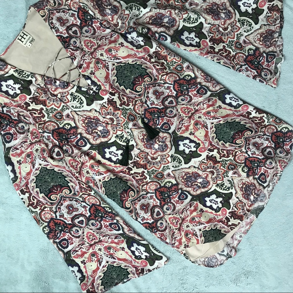 Haute Hippie Lace Up Paisley Silk Sheath Dress